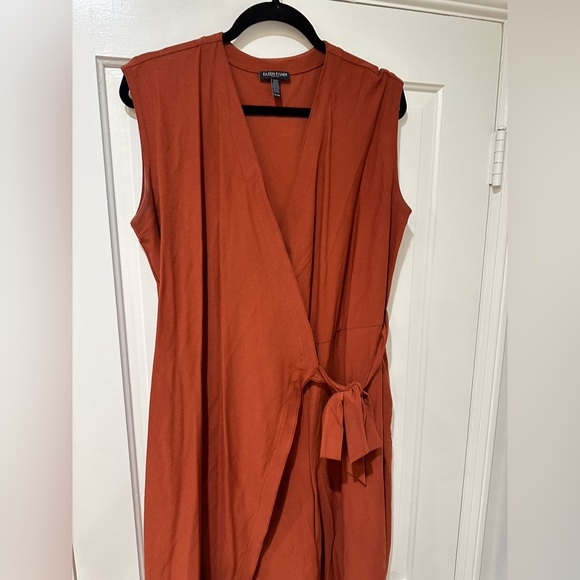 Eileen Fisher petite wrap front crepe sleeveless jumpsuit - Picture 7 of 16